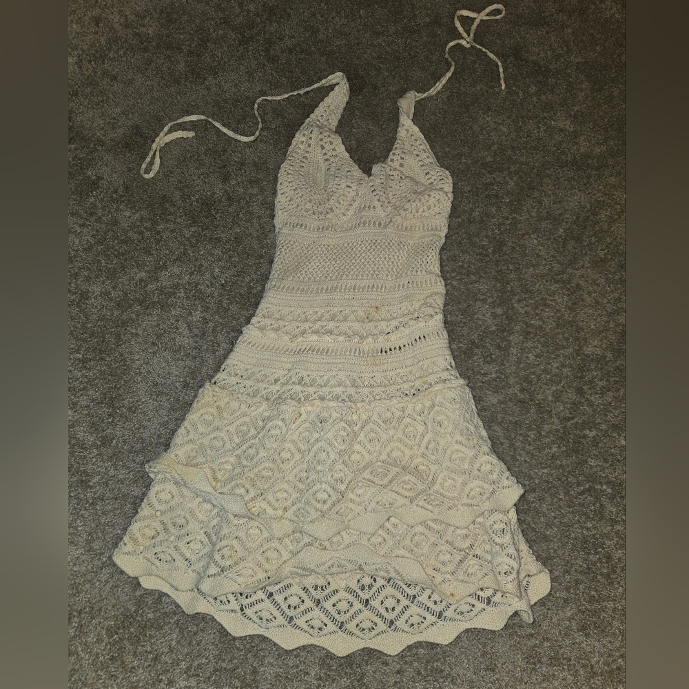 Moda International Cream Ruched Halter Mini Dress